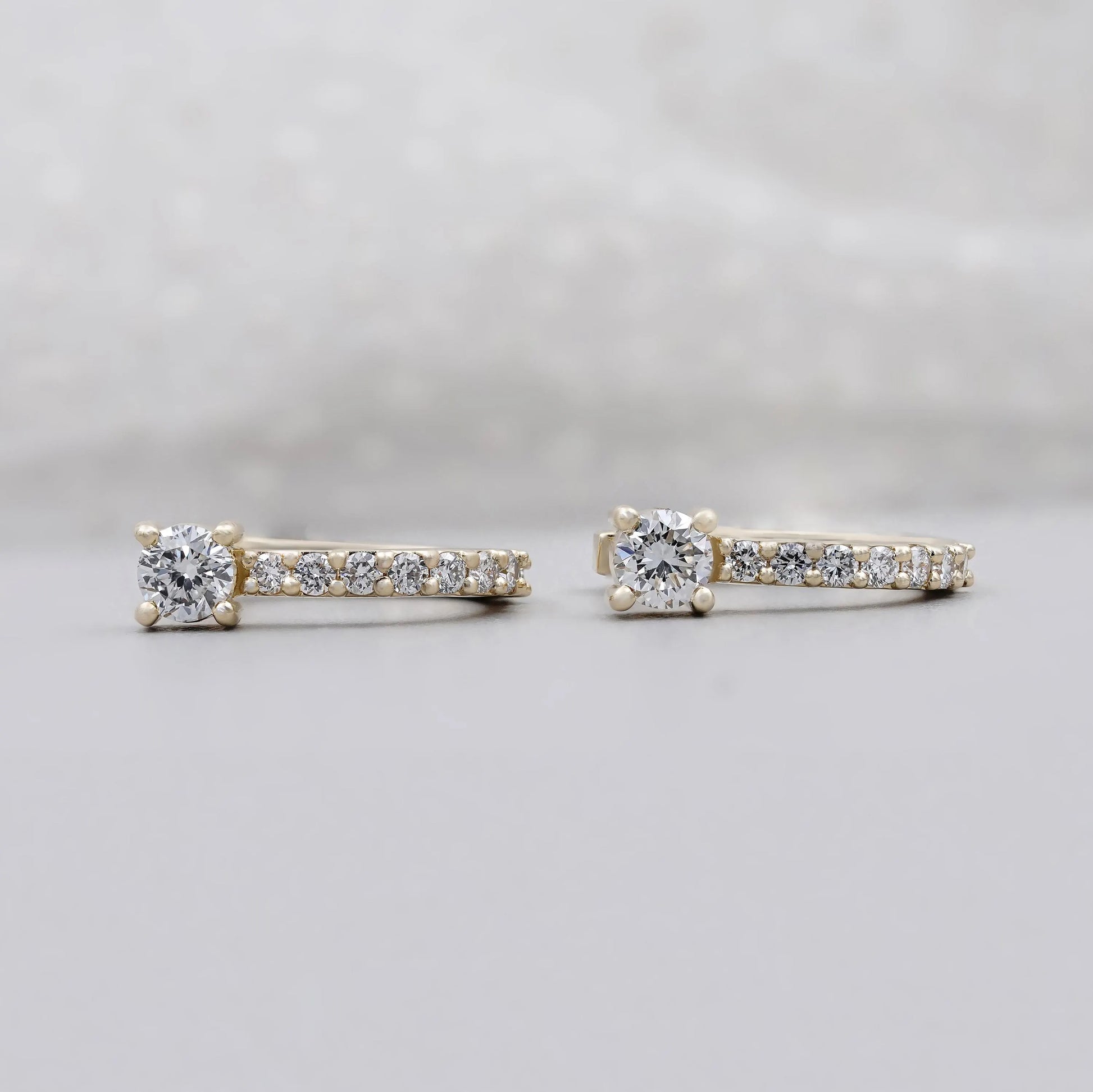 Pavé set gold hoop earrings