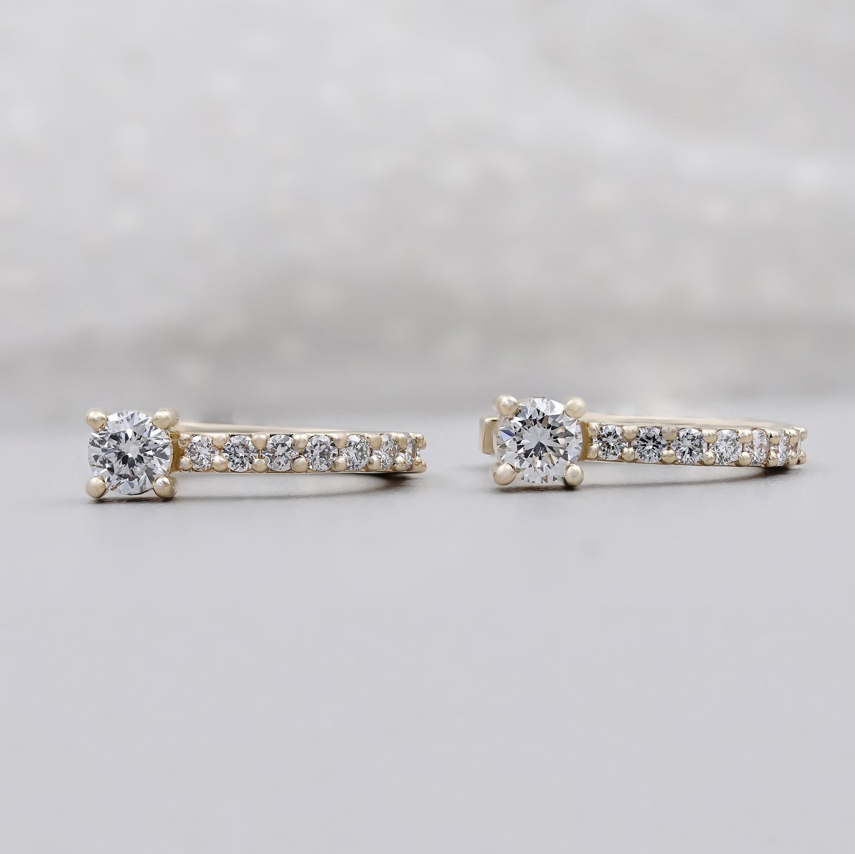 Pave diamond hoop earrings for women