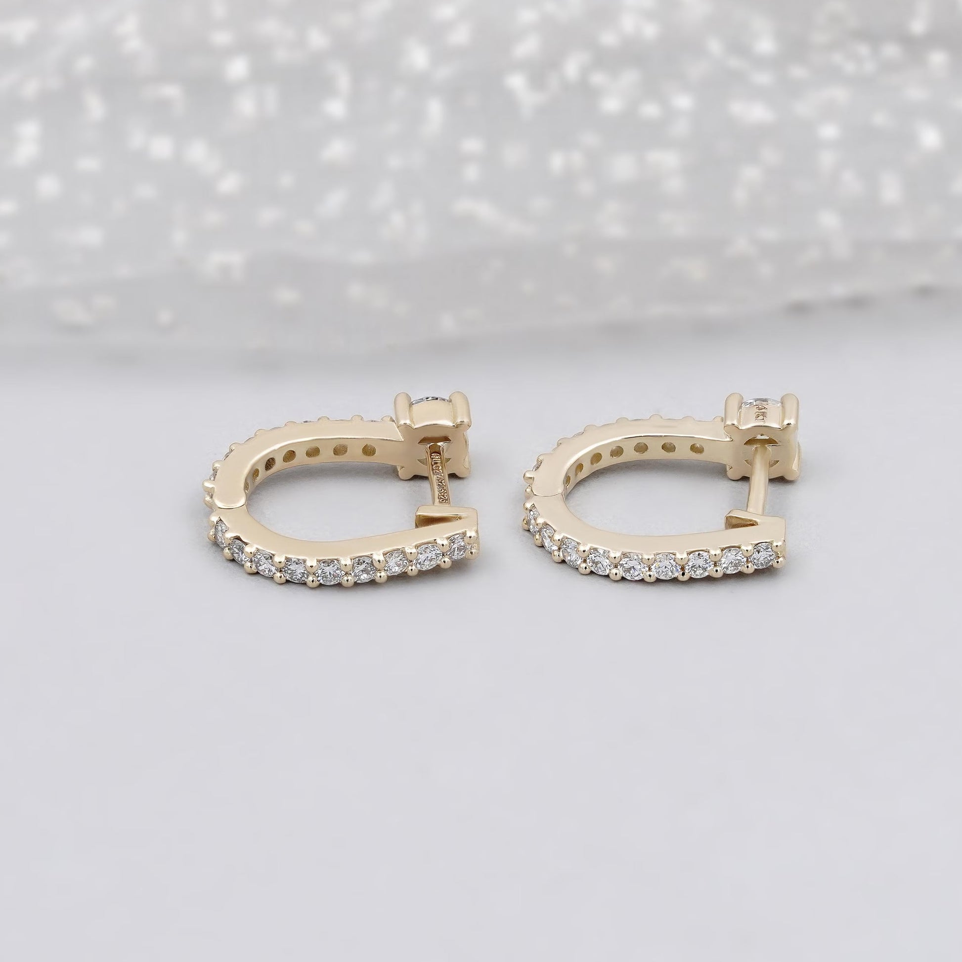 Luxury round diamond hoop earrings for women