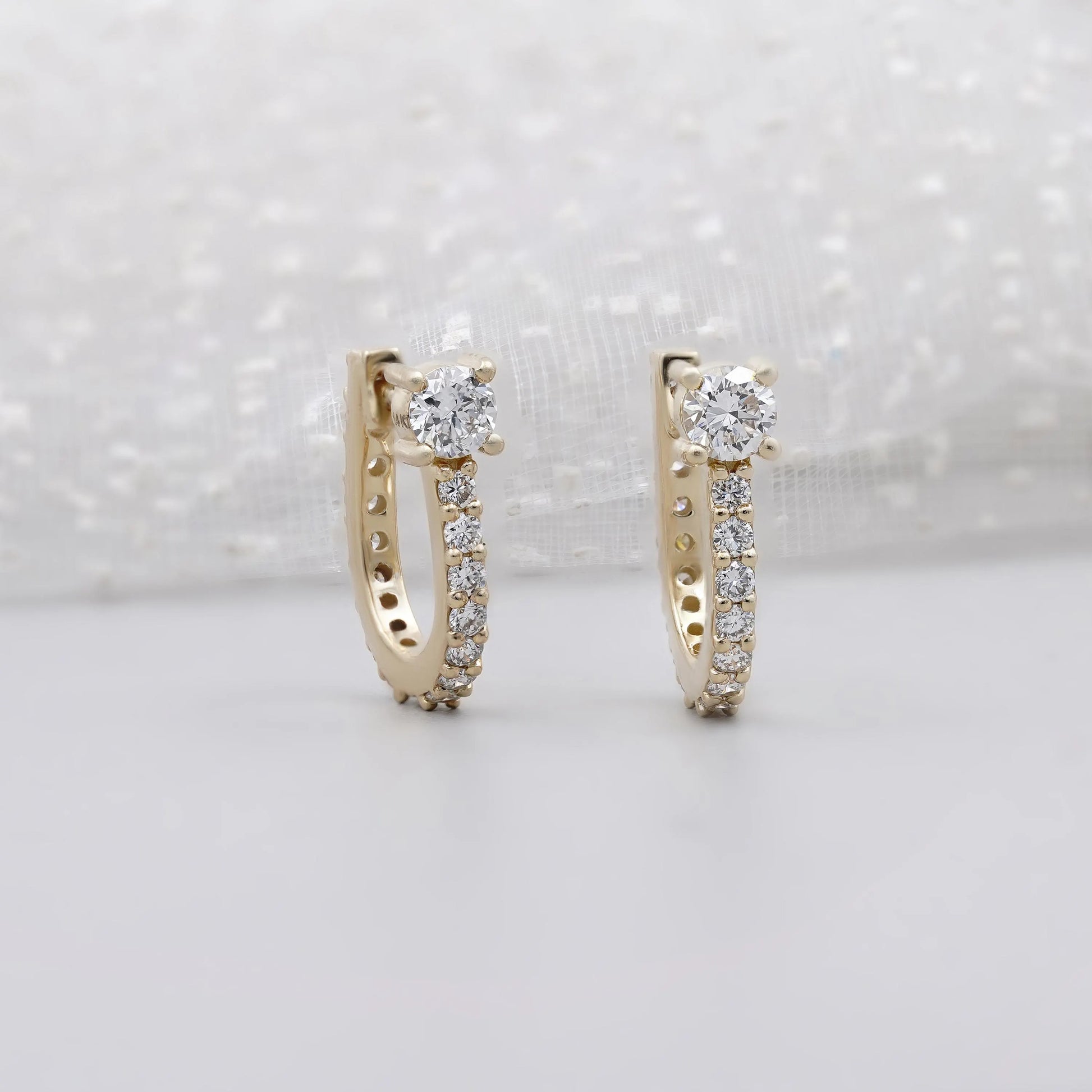 Elegant yellow gold diamond hoops