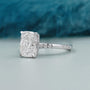 Lab grown cushion cut diamond engagement ring with pave band