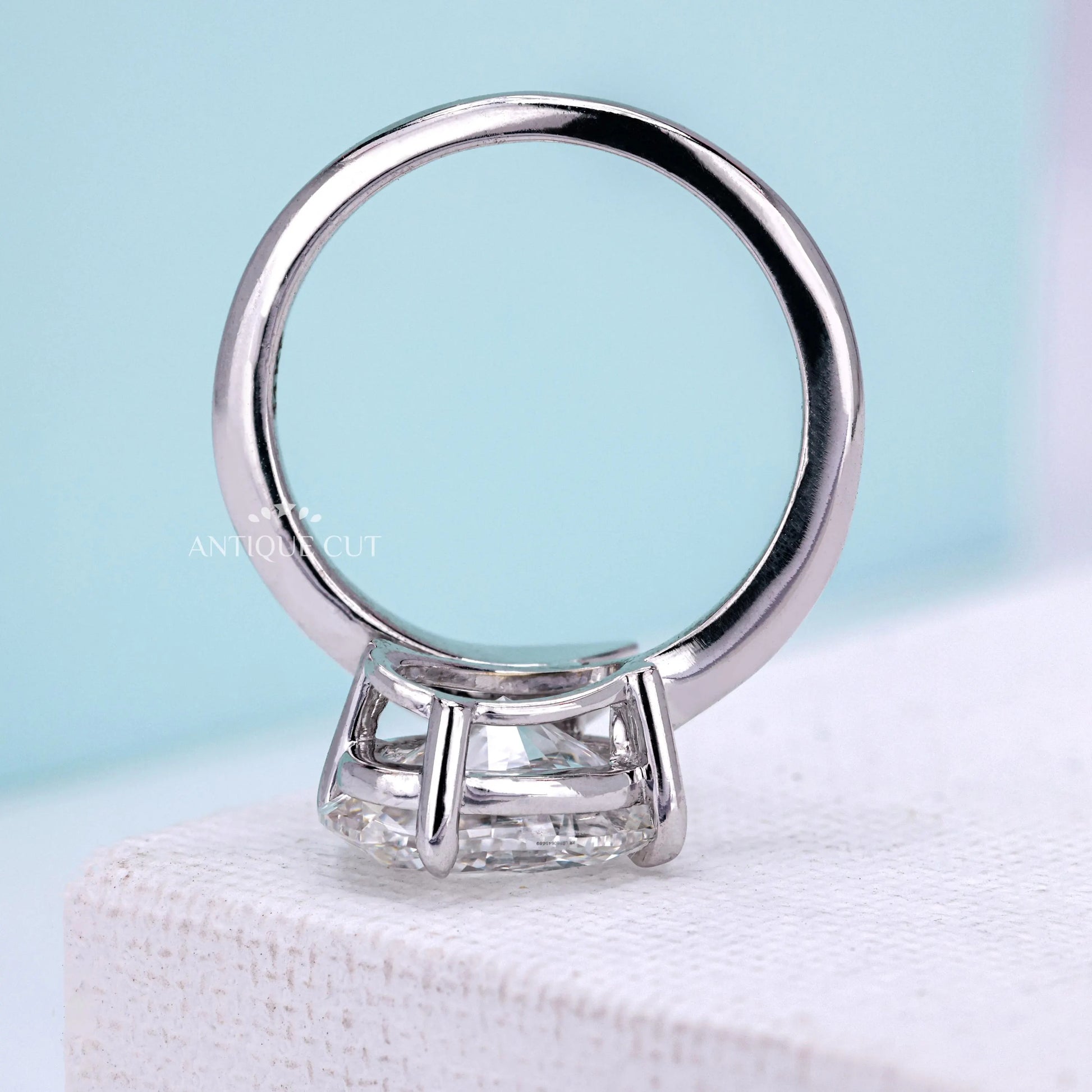 Women’s bypass engagement ring with white gold finish
