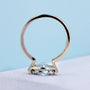 Yellow gold east west solitaire ring with lab grown oval diamond