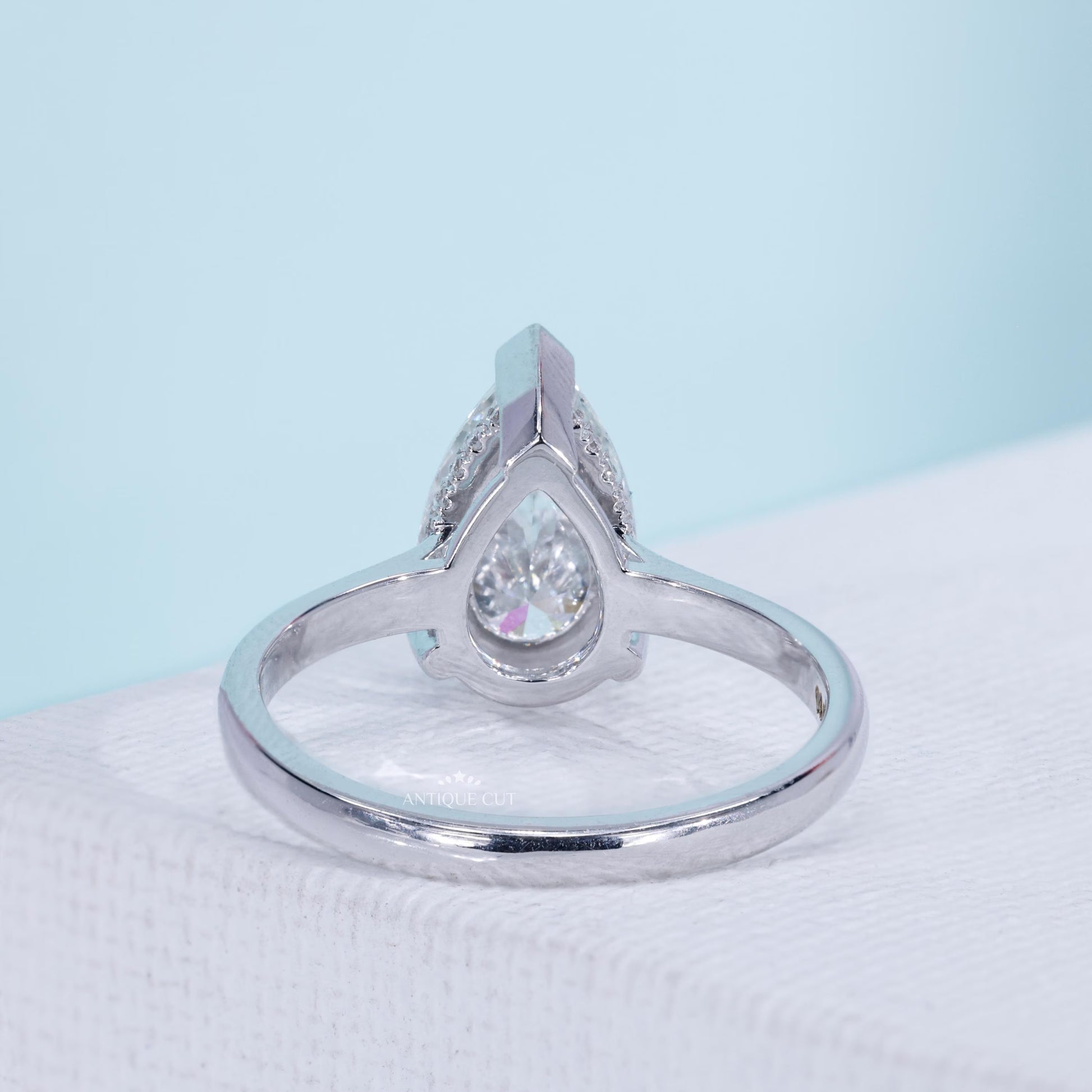 White gold pear solitaire engagement ring