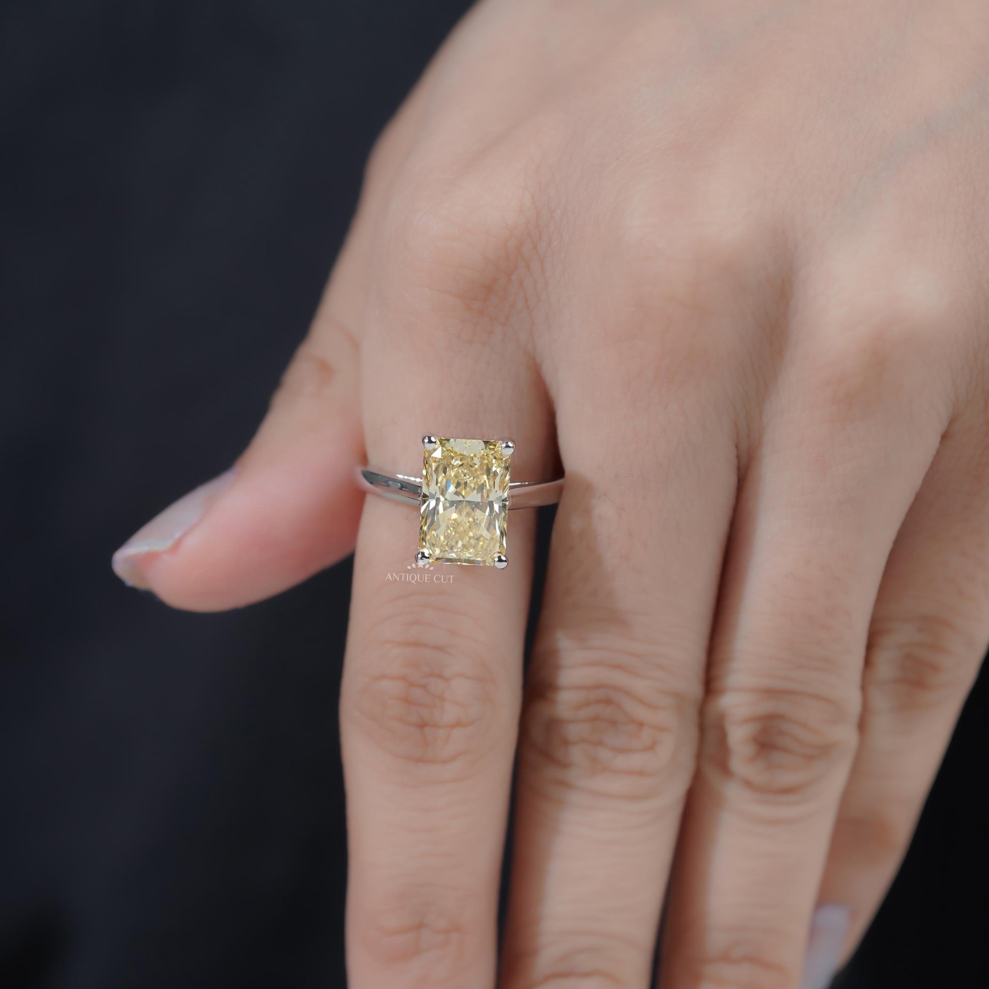 IGI certified lab grown fancy yellow diamond ring