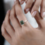 Antiquecut lab grown green sapphire engagement ring