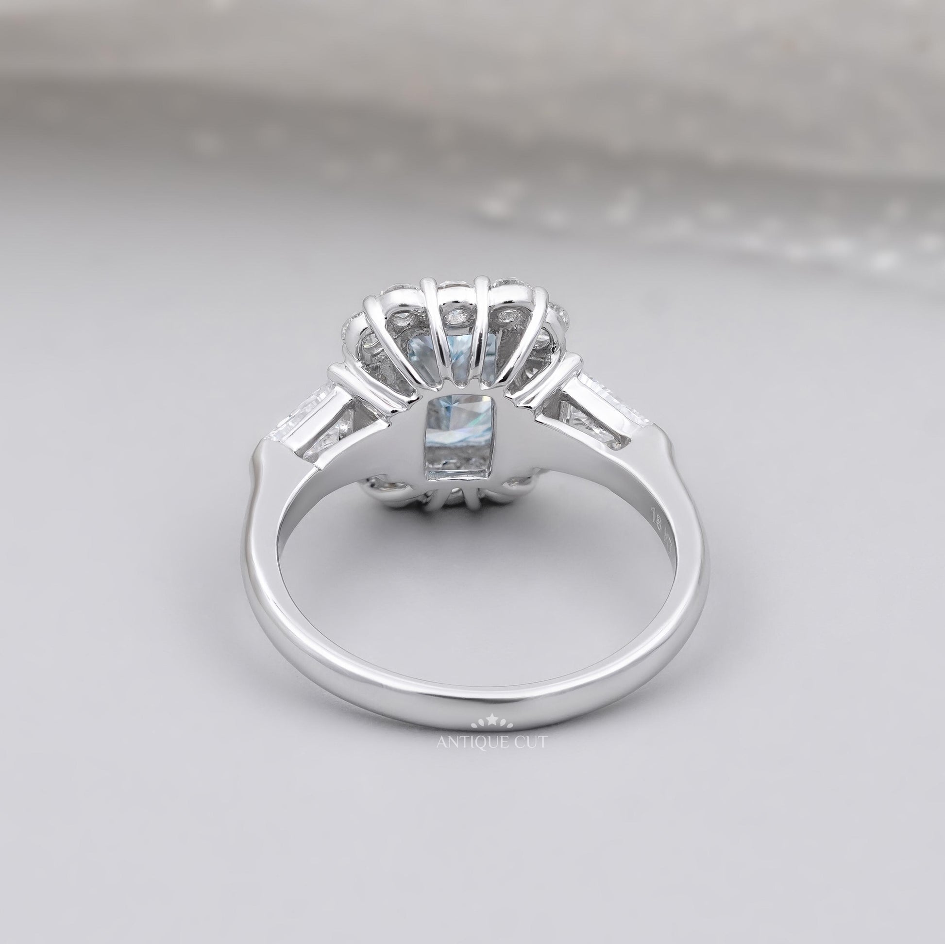 IGI certified blue topaz halo engagement ring