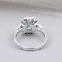 Lab grown diamond halo ring with radiant blue topaz center