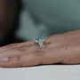Lab grown diamond halo blue topaz bridal ring