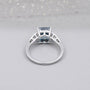 Lab grown cushion blue diamond ring with side stones
