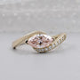Fancy Pink Marquise Cut Diamond Engagement Ring Bypass Design with Round Side Stones IGI Certified