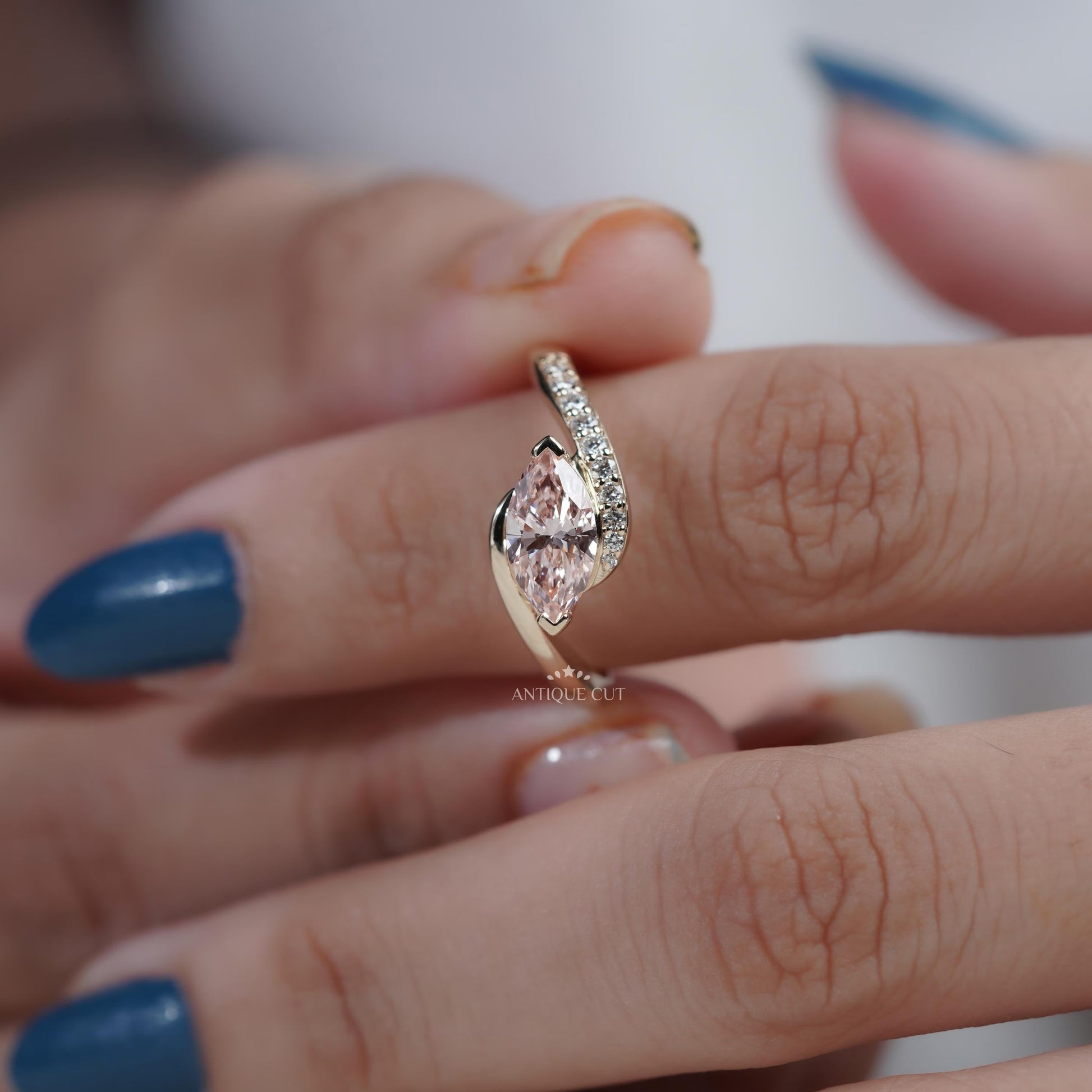 Fine jewelry pink marquise diamond engagement ring