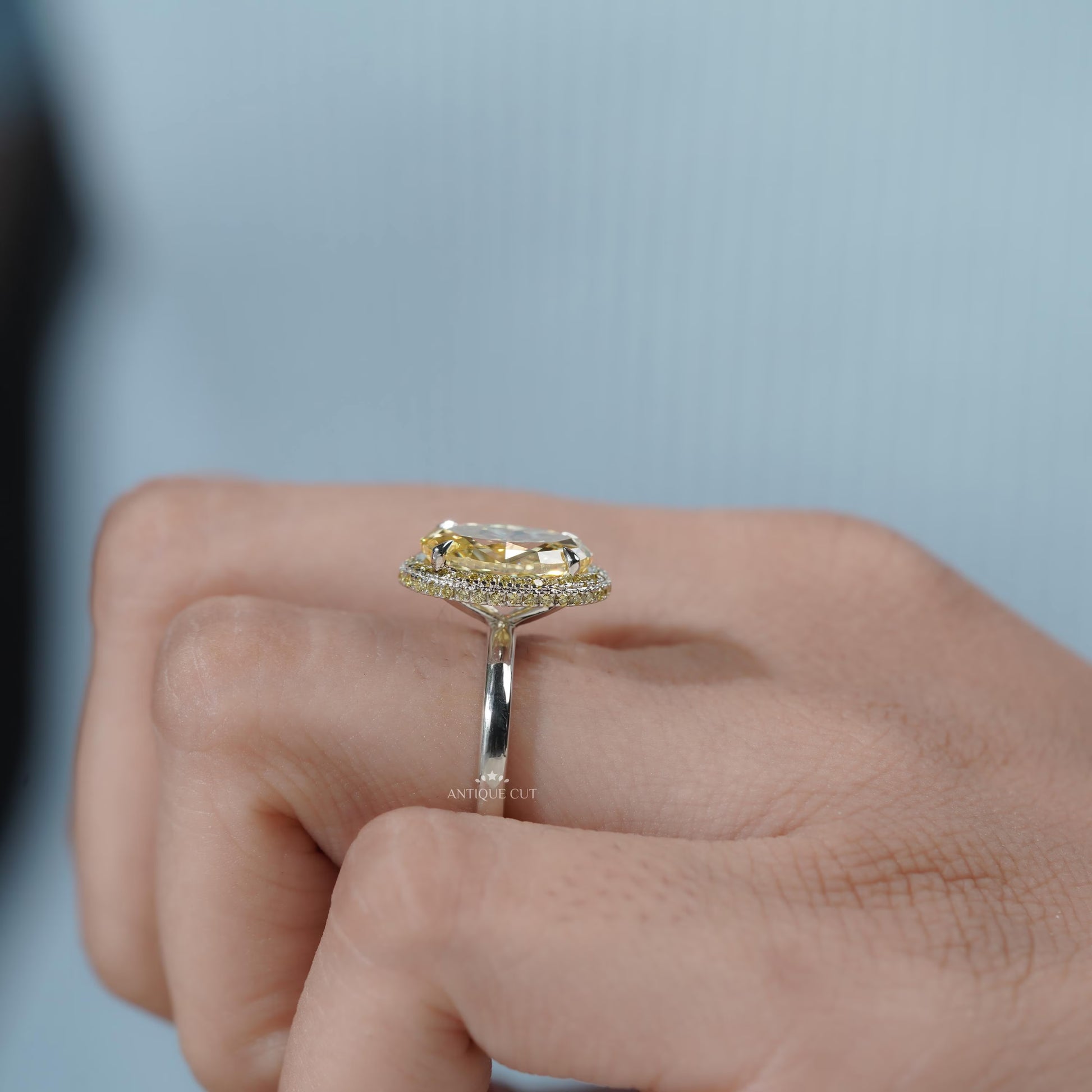 Fancy yellow diamond bridal ring white gold
