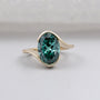 Fancy Green Oval Cut Diamond Engagement Ring Yellow Gold Bypass Solitaire Design IGI Certified