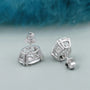 Close-up of lab-grown diamond in oval stud earring
