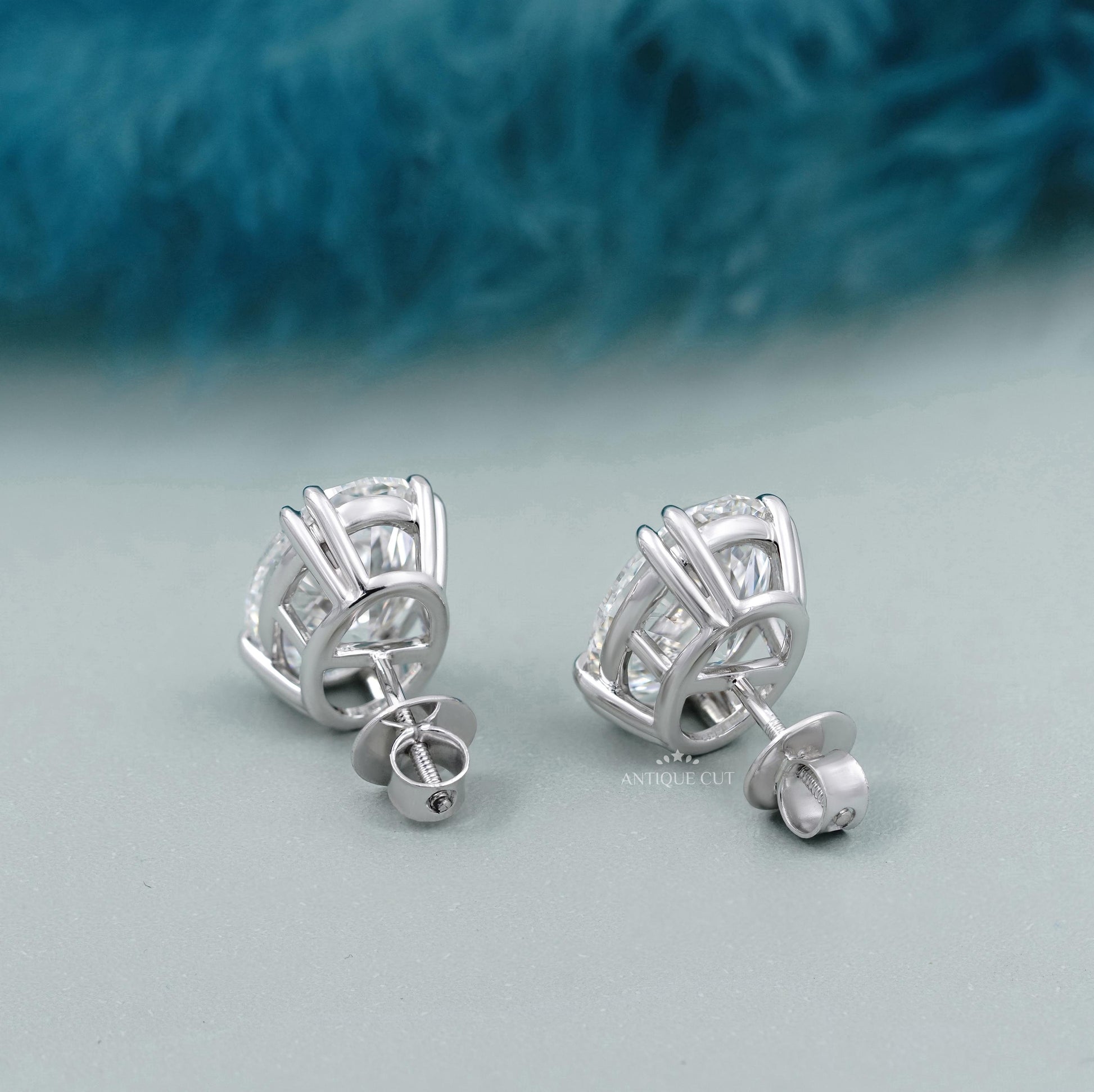 Elegant white gold oval diamond stud earrings for women