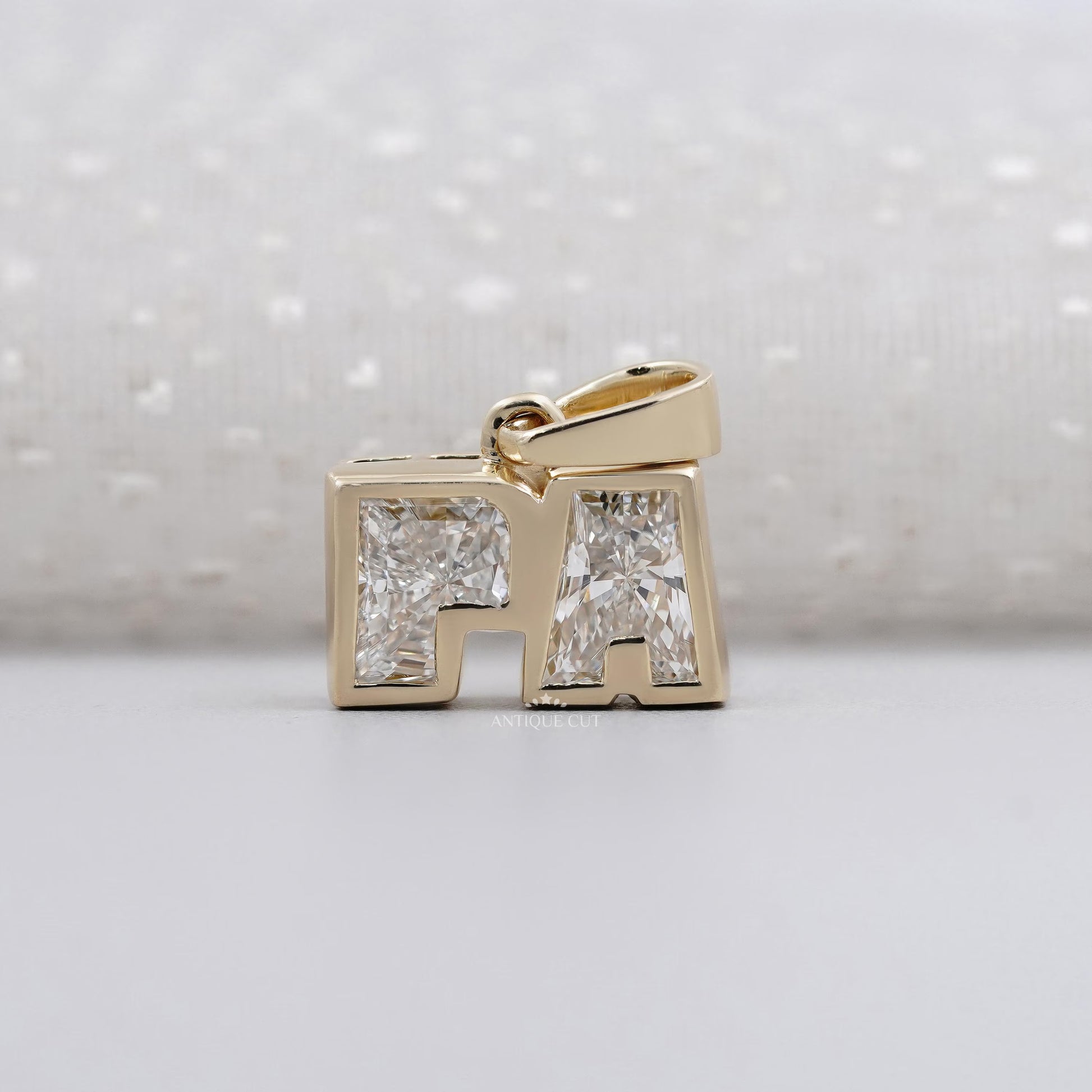 Personalized alphabet diamond initial pendant necklace yellow gold
