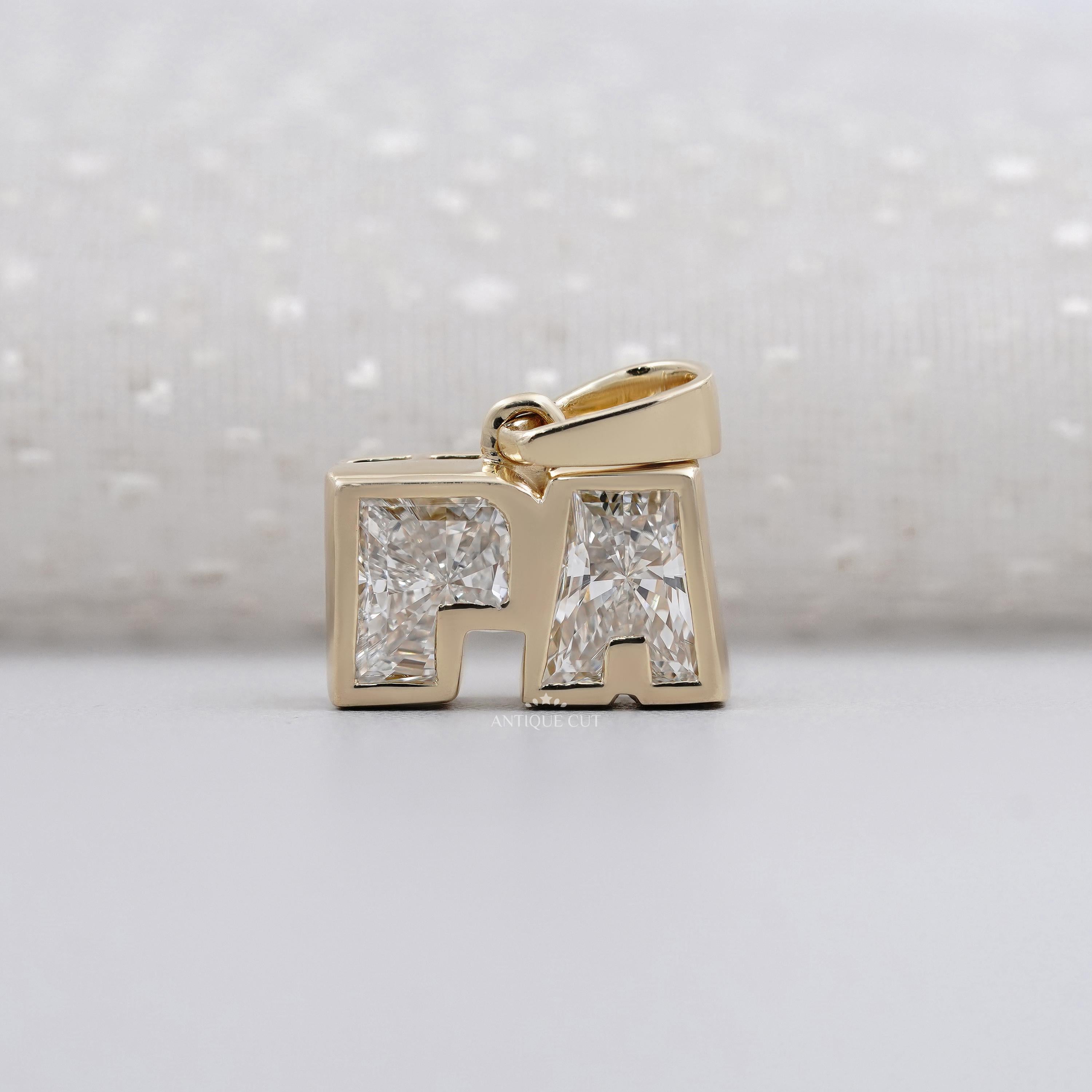 Personalized Alphabet Diamond Initial Pendant Necklace in Yellow Gold