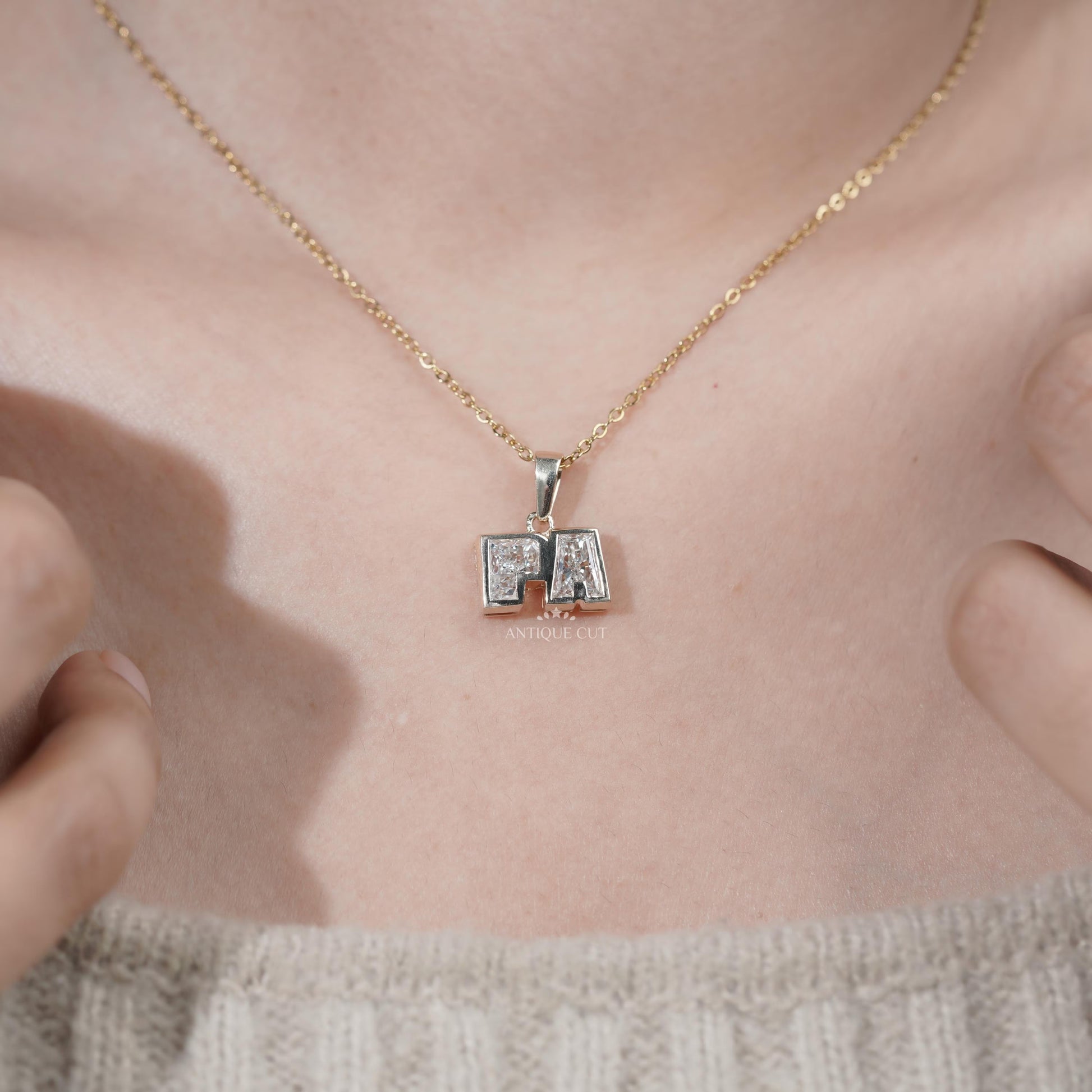 IGI certified personalized initial necklace