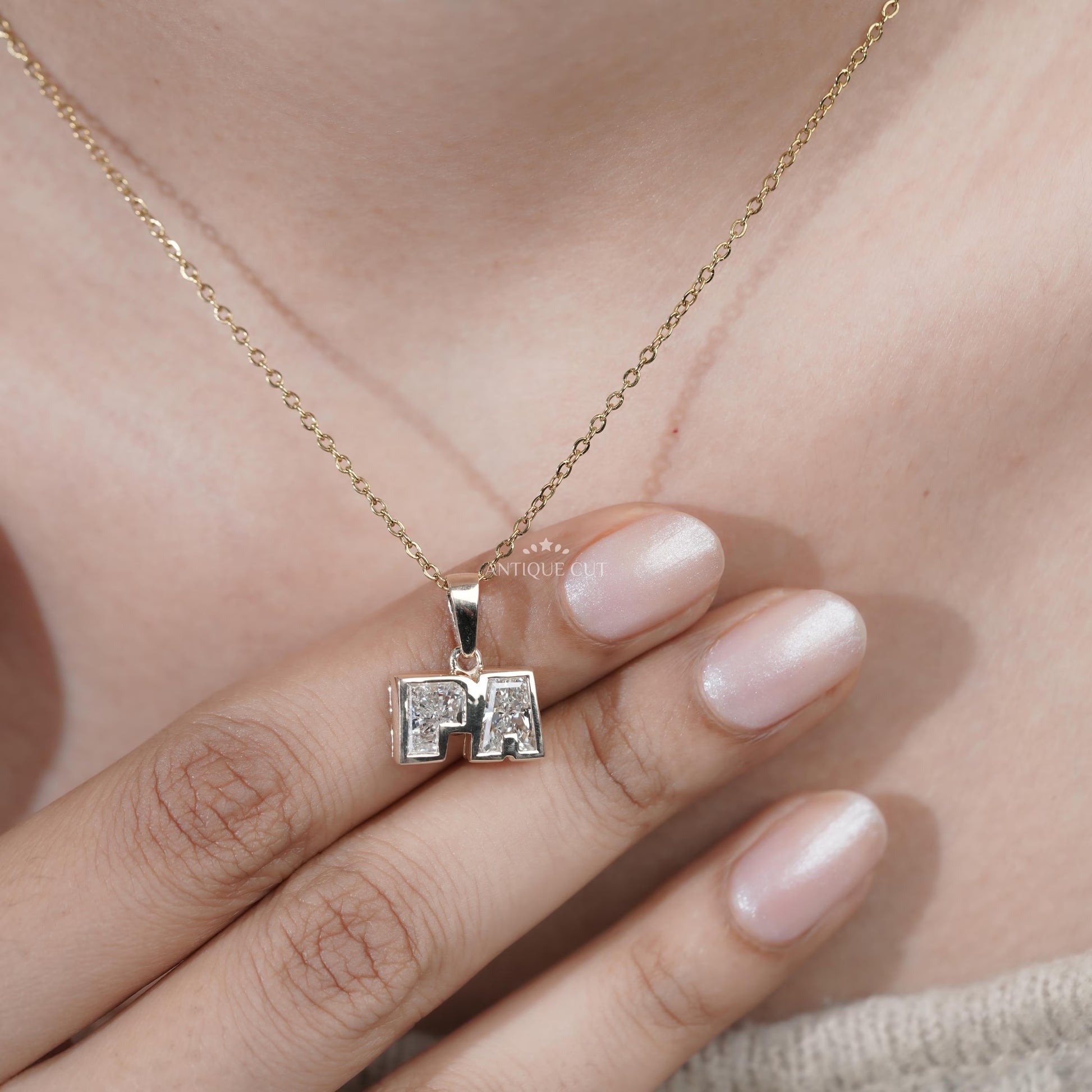 Lab grown diamond initial pendant for gifting
