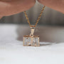Modern lab created diamond initial necklace