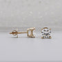 Cushion diamond stud earrings close-up view