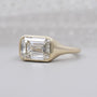 East West emerald cut diamond bezel signet ring design