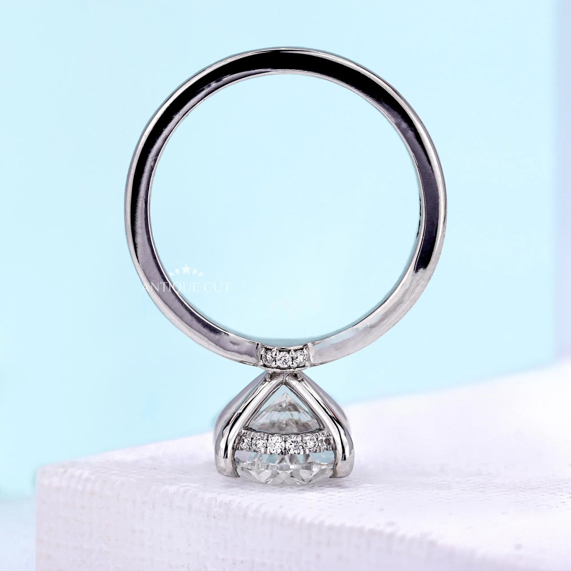 White gold 3 carat oval engagement ring with IGI certification
