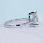 Pear shaped engagement ring with solitaire setting in white gold
