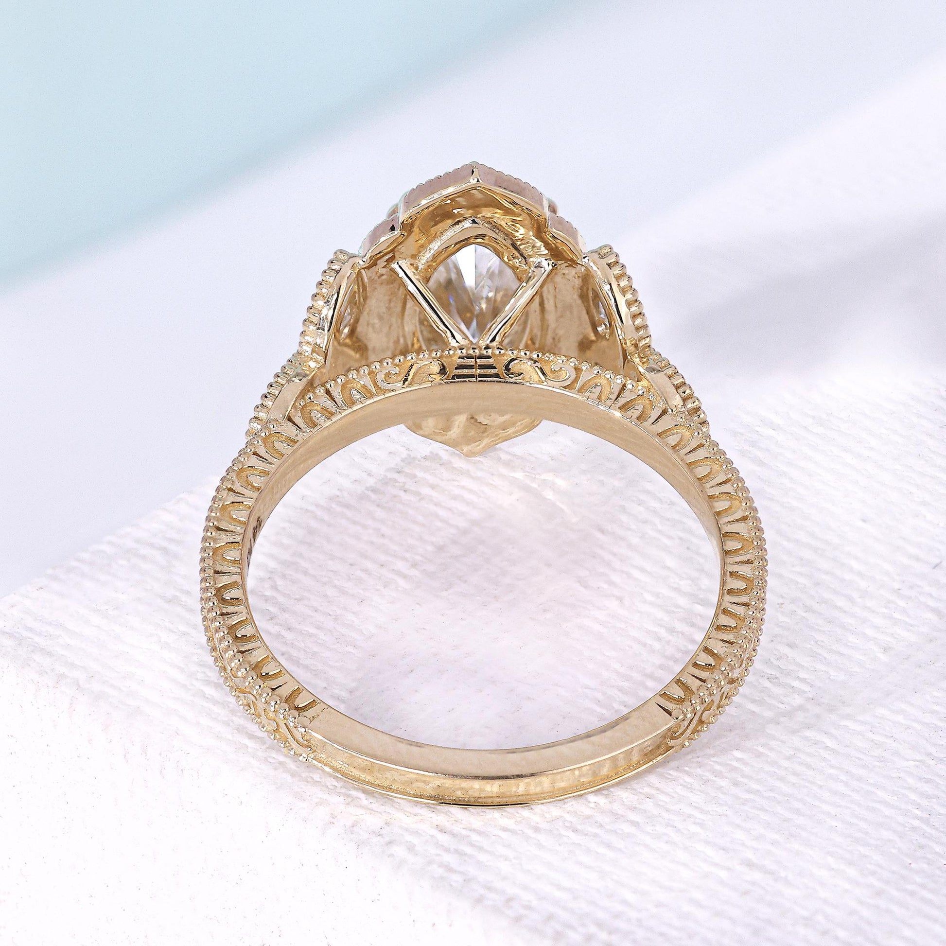 Unique marquise diamond ring with seven stone design
