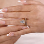 Teardrop diamond engagement ring with double band
