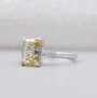 Antiquecut engagement ring featuring a Yellow Emerald Cut Diamond.