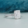Cushion cut diamond solitaire pave bridal ring with hidden halo