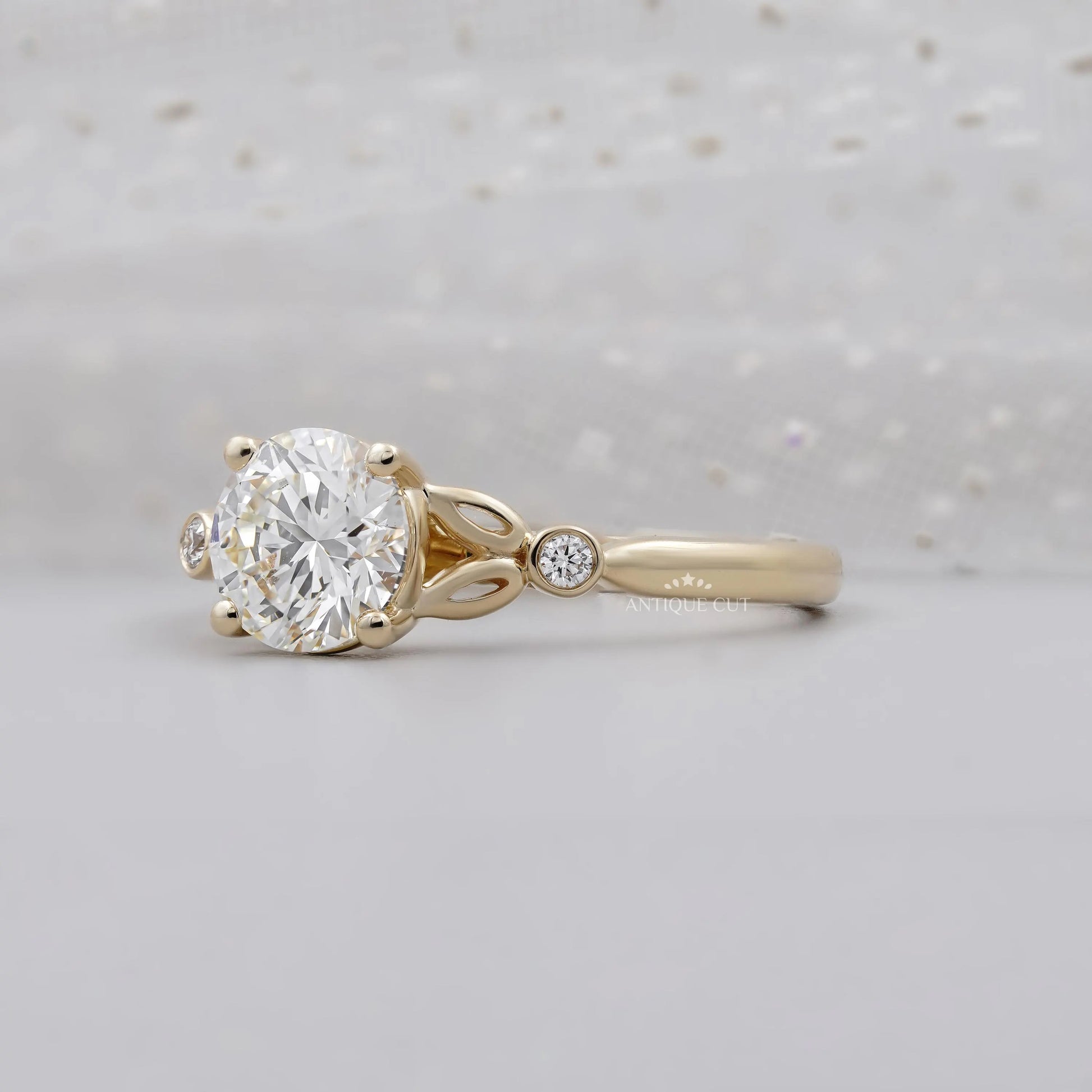 Modern round lab grown diamond engagement ring
