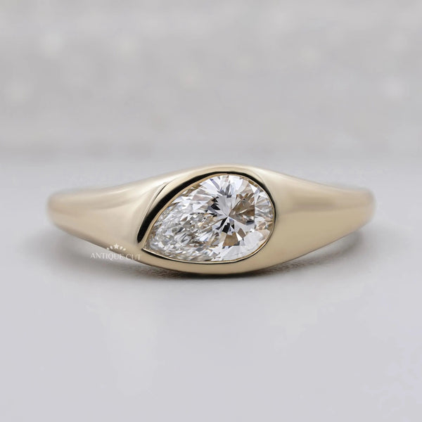 East West Pear Engagement Ring