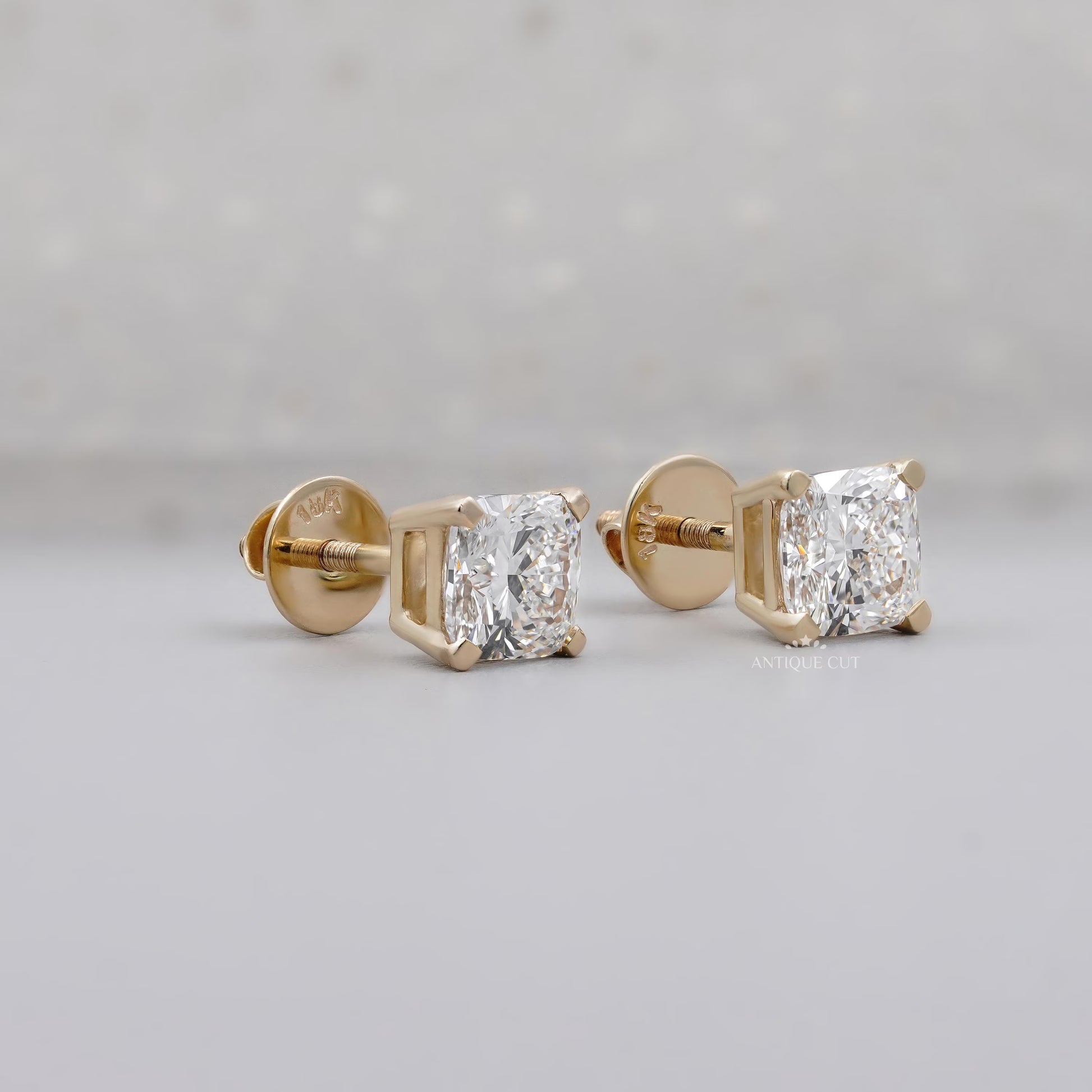 4 prong cushion diamond earrings design