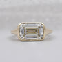Emerald Cut Lab Grown Diamond Signet Ring With East West Bezel Setting in Yellow Gold