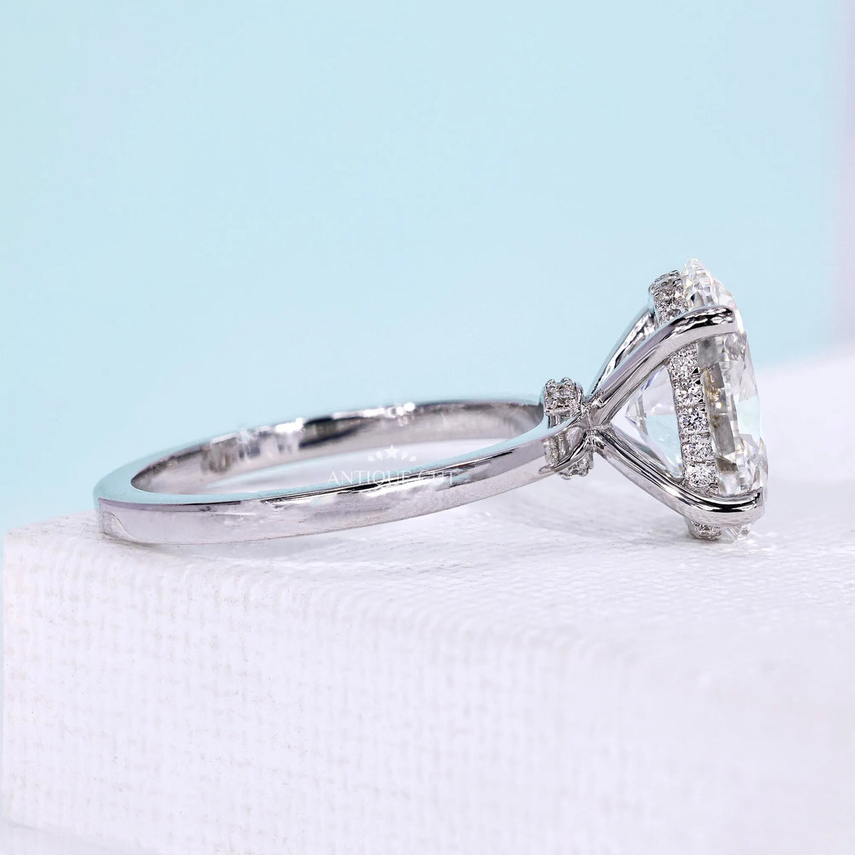 3 carat oval diamond engagement ring with classic claw setting
