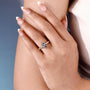Yellow gold vintage ladies ring with round cut side stones

