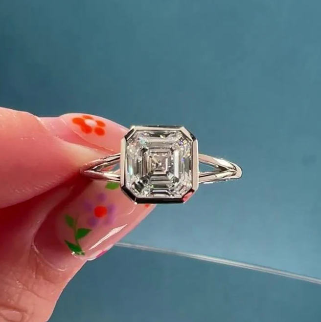 Custom Order - John Kivett |2.5CT Ascher Cut | 14K Yellow Gold | Ring Size 6.5 (US)
