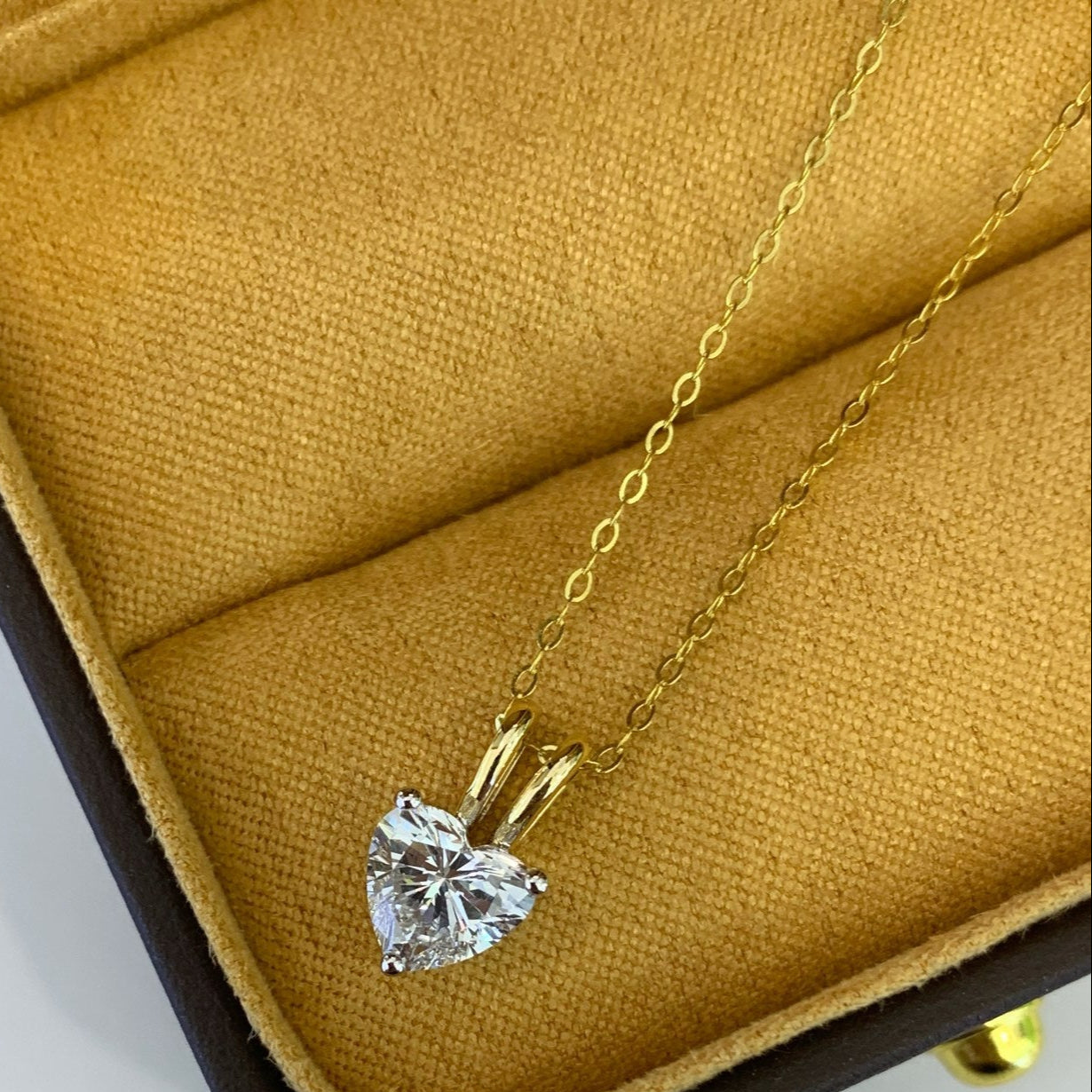 Heart 1.00ct Lab Grown Diamond Two Tone Solitaire Pendant Necklace, D-E-F Color, VVS-VS Clarity - IGI Certified Necklace