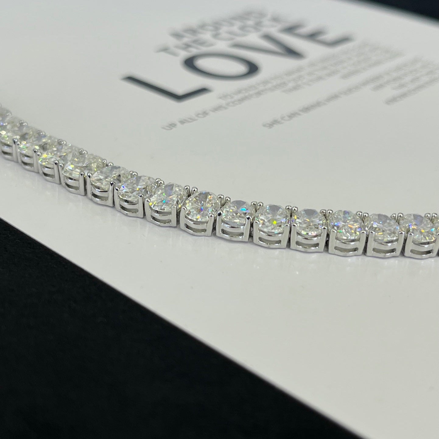 15.00tcw Oval Lab Diamond Tennis Bracelet | White Gold | DEF VVS–VS | IGI Certified