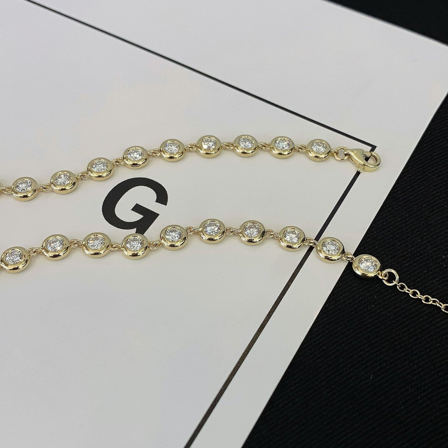 Round 3.70tcw Lab Diamond Bezel Tennis Necklace | IGI Certified | EF VS | Gold Options