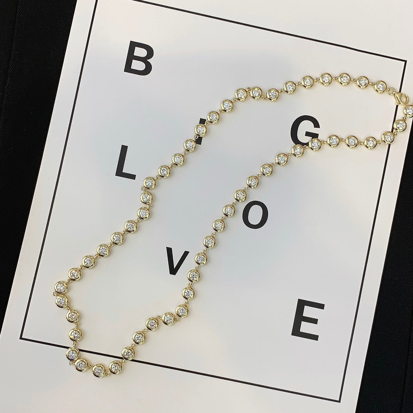 Round 3.70tcw Lab Diamond Bezel Tennis Necklace | IGI Certified | EF VS | Gold Options