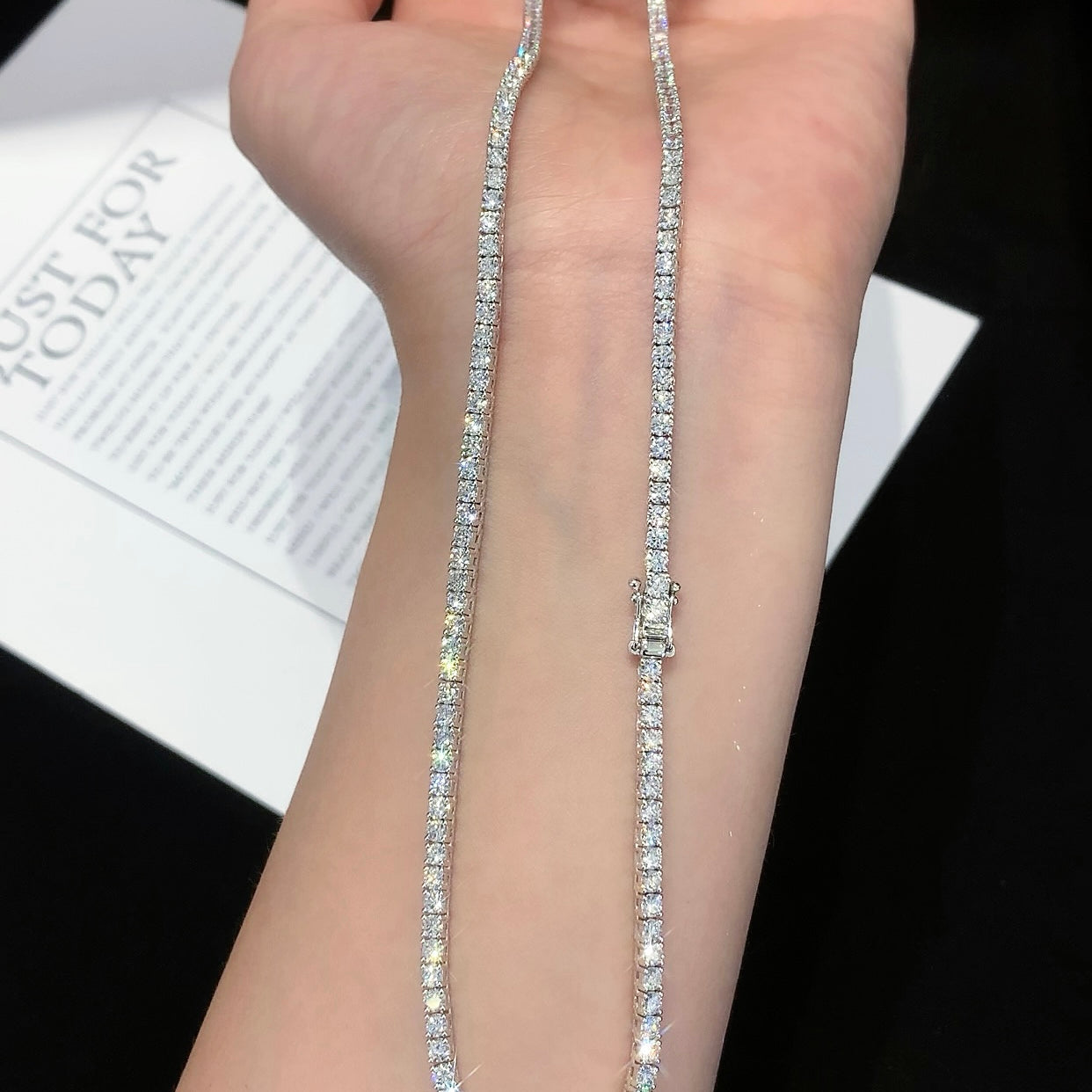 Custom Listing - Round 9 total carats weight Lab Grown Diamond Tennis Chain Necklace, EF Color, VS Clarity - IGI Certified Necklace