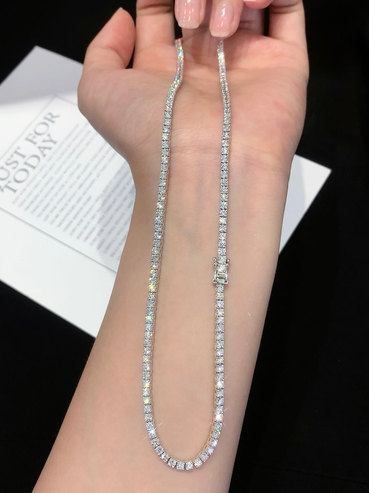 Custom Listing - Round 9 total carats weight Lab Grown Diamond Tennis Chain Necklace, EF Color, VS Clarity - IGI Certified Necklace