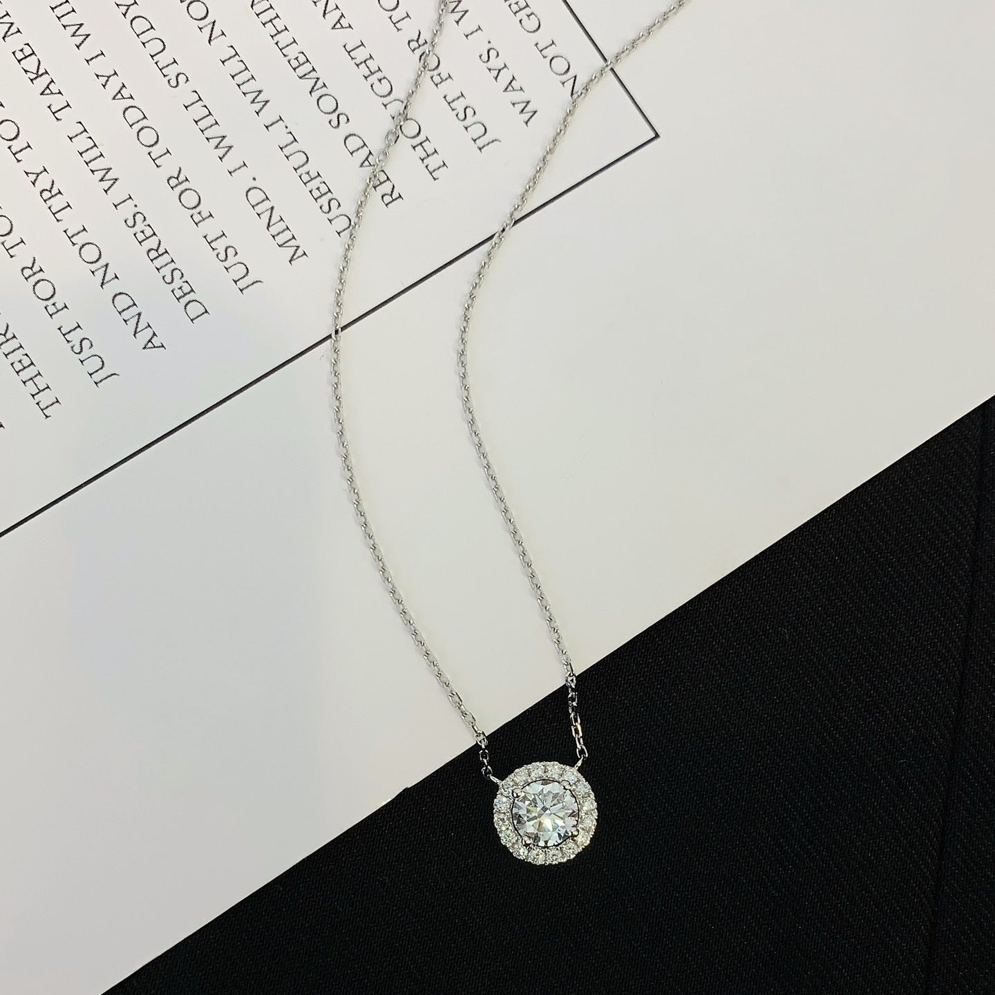 Round 0.60tcw Lab Grown Diamond Halo Set Necklace, D-E-F Color, VVS-VS Clarity - IGI Certified Necklace