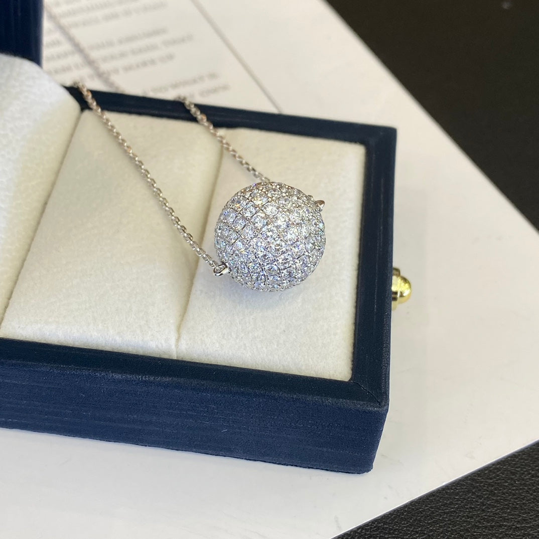 Round 4.50tcw Lab Diamond Ball Pendant Necklace | IGI Certified | EF VS | Custom Gold