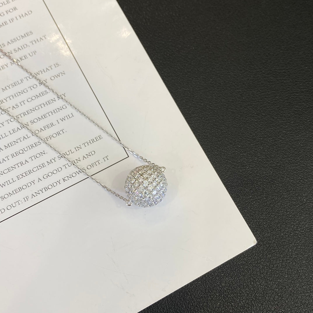 Round 4.50tcw Lab Diamond Ball Pendant Necklace | IGI Certified | EF VS | Custom Gold