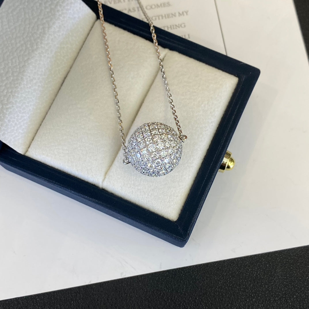 Round 4.50tcw Lab Diamond Ball Pendant Necklace | IGI Certified | EF VS | Custom Gold